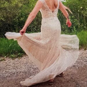 Elegant Vintage look Champagne Wedding Dress